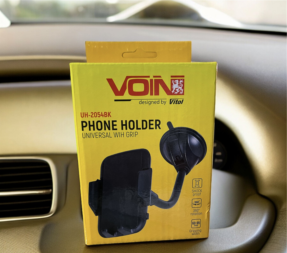 Тримач для телефона в машину на присосці Voin UH-2054BK (60 - 95мм) на гнучкій ніжці Київ - фото 1