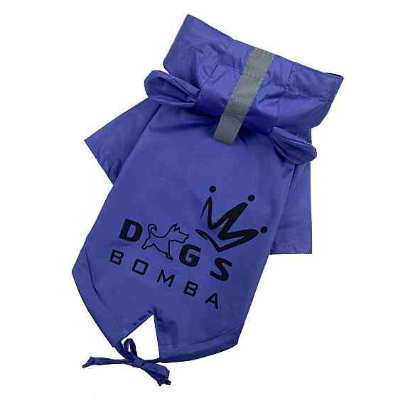 Дощовик для собак на осінь Dogs Bomba для середніх і дрібних собак водовідштовхувальний парка з вушками синiй Одеса