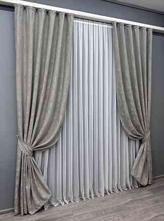 Комплект готових штор VR-Textil Жакард Sultan № 869ш Світло-сірий 100х290 см 2 шт (31-818) Київ