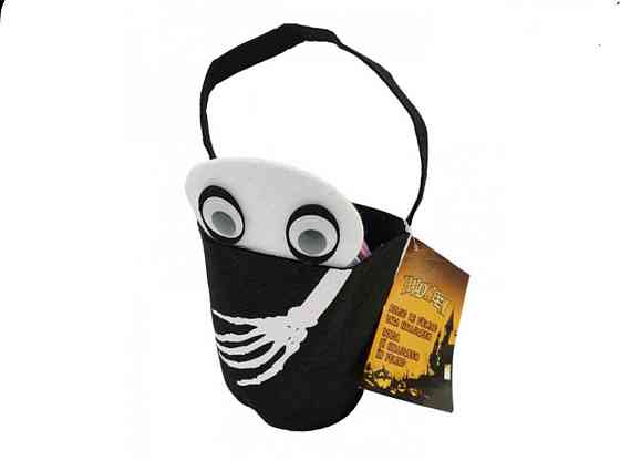 Сумка з фетру Скелет для цукерок на Хелловін 22х16см чорний Київ