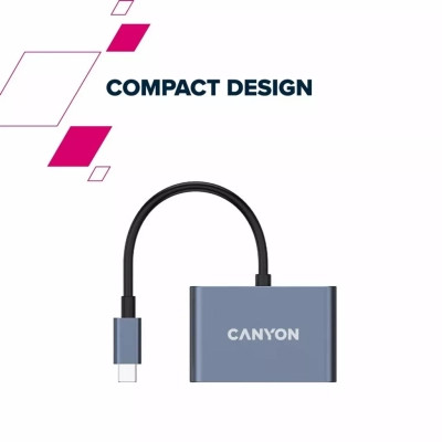 Концентратор Canyon hub DS-4 3in1 USB-C Grey (CNS-TDS4) Вінниця - фото 3