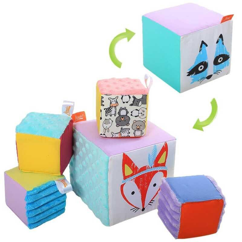 Набір м'яких тканинних кубиків ТМ Алекс дизайн 3 Єнот та лисичка (17 558) Чернигов - изображение 1