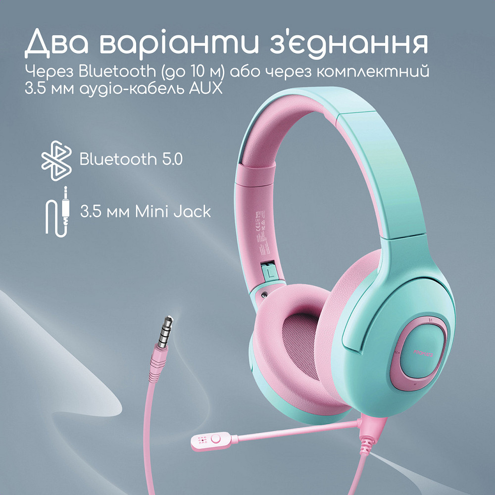 Bluetooth-гарнітура Promate Coddy Bubblegum ( блакитний/рожевий ) Харків - фото 6