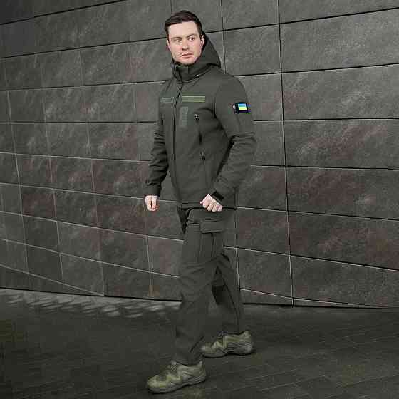 Мужская хаки куртка софтшелл демисезонная Pobedov Motive с липучками Киев