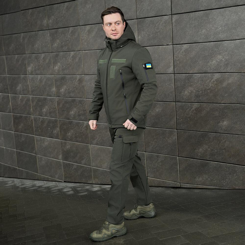 Мужская хаки куртка софтшелл демисезонная Pobedov Motive с липучками Киев - изображение 3