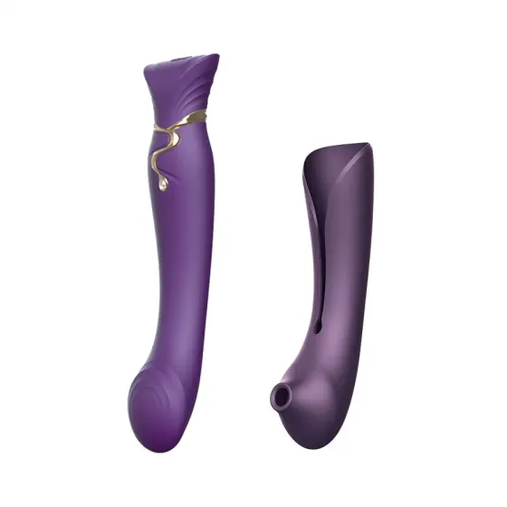Смартвібратор 3в1 Zalo — Queen Twilight Purple, пульсівна перлина та вакуум, кристал Swarovski Львів