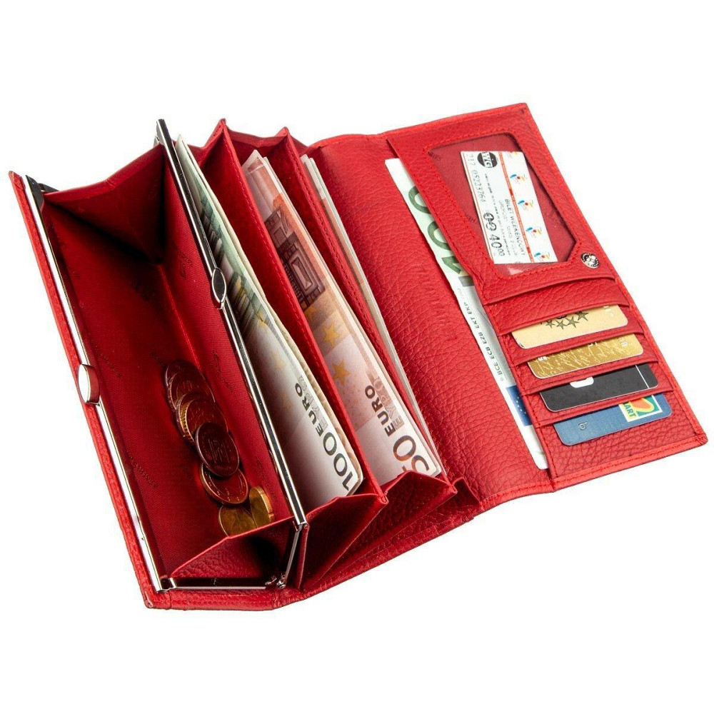 Яркий женский кошелек на кнопке ST Leather 18897 Красный Киев - изображение 7