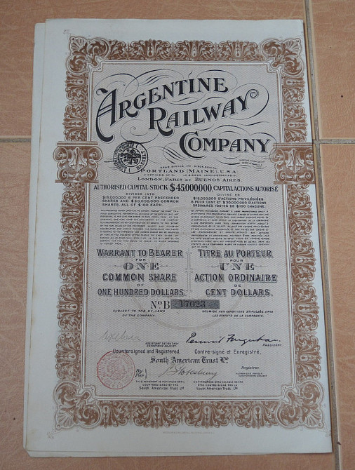 Акция. Аргентина. 19.. год №66881 (2.35) Полтава - изображение 1