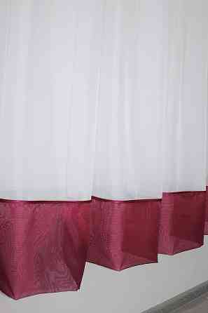 Кухонная занавеска VR-Textil № 047к бордовый с белым 280х170 см (50-397) Киев