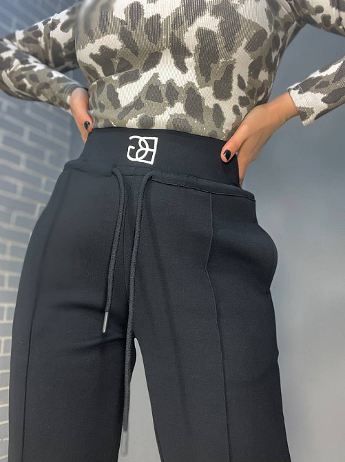 Брюки женские A-N 2746 талия на резинке шнурок шов впереди ровные от бедра черные, черный, XL Киев - изображение 2