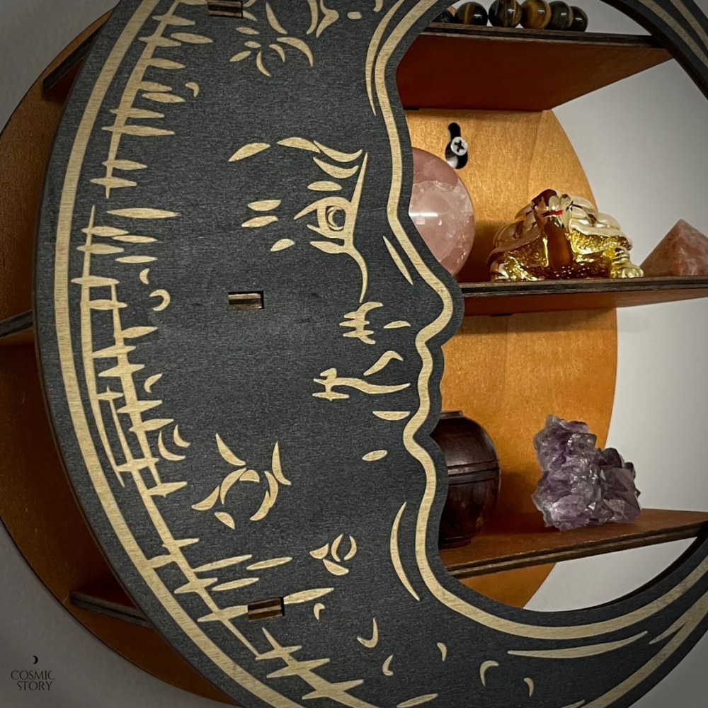 Настенная полка Луна, органайзер с 3 полками для украшений и декора, деревянная полка полумесяц, цвет Yellow Каменец-Подольский - изображение 7