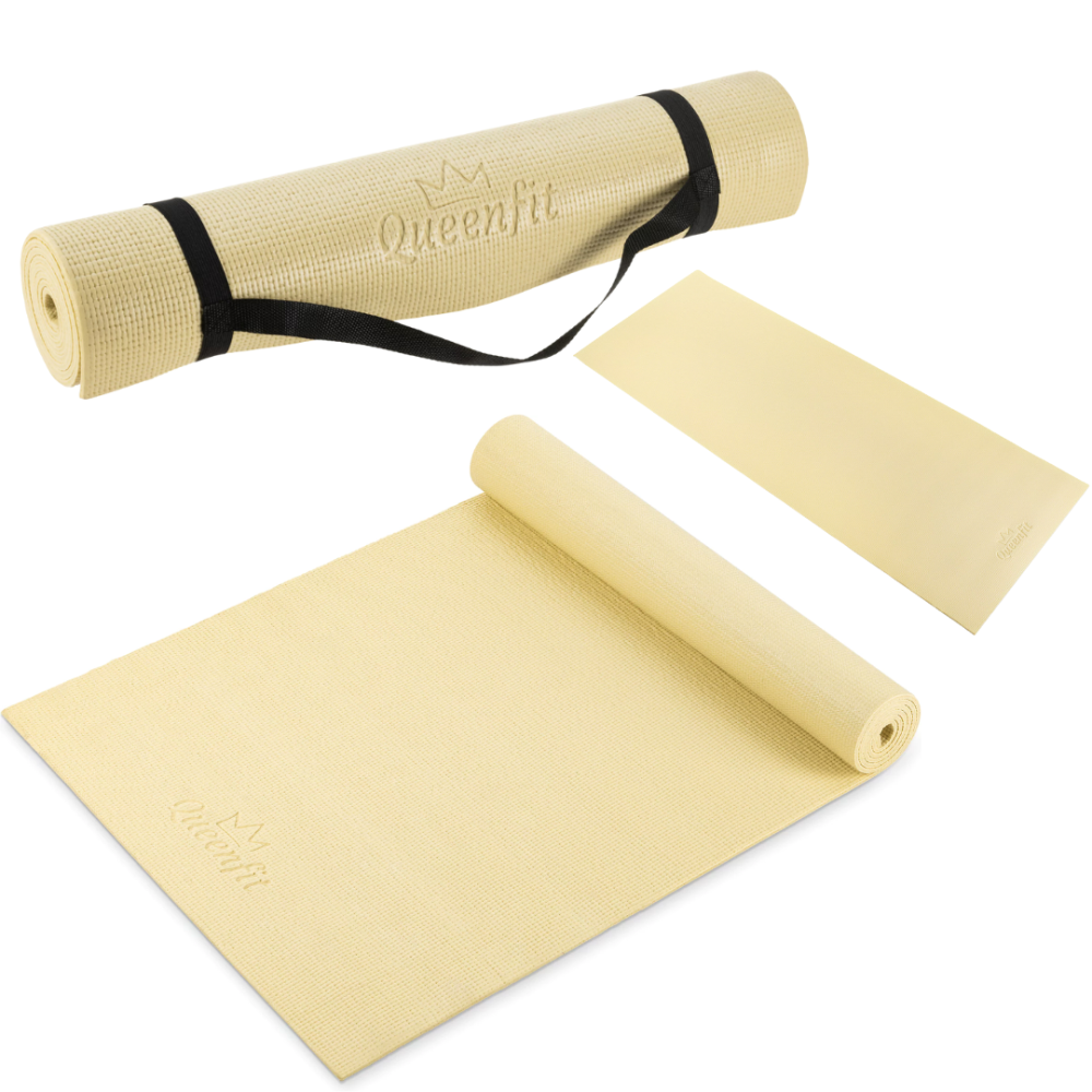 Килимок (мат) для фітнесу та йоги Queenfit 0,5см жовтий Київ - фото 6
