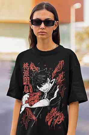 Футболка з аніме принтом Тоуген Анкі Ікхіносе Схікі оверсайз (S/M/L) Чорний AnimeJ0852 Дніпро