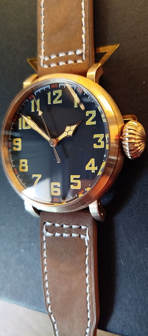 Часы из бронзы Pilot Tandorio 47мм хомаж Zenith бронзовые часы CUSN8. Киев - изображение 8