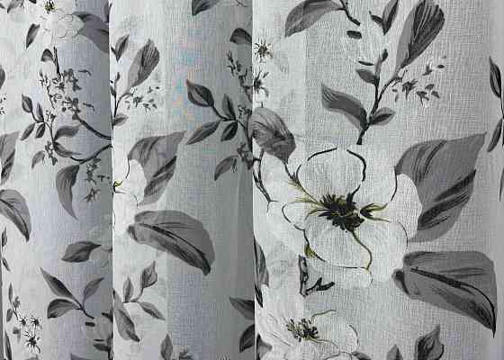 Тюль VR-Textil 1681т Flora Батист Белый с серым 400х270 см (42-0965) Киев
