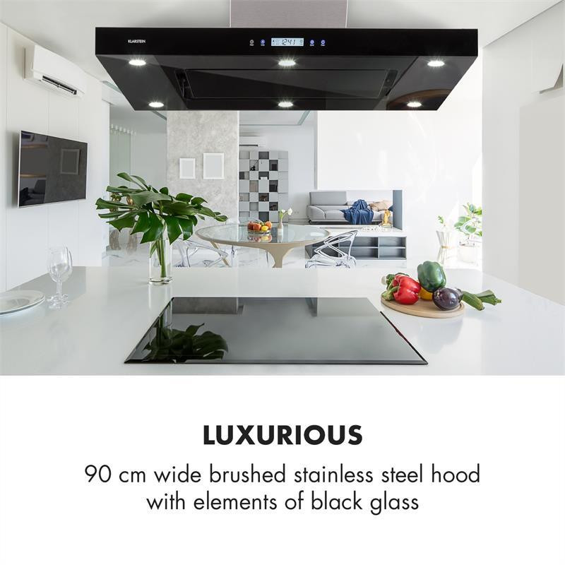 Острівна витяжка Valeria 90 см 6503/год витяжка touch LED скло неіржавка сталь чорний (Німеччина, читати Рівне - фото 8
