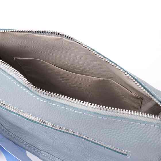 Напівкругла сумка для жінок з натуральної шкіри Сіро-блакитний (Vintage) Київ