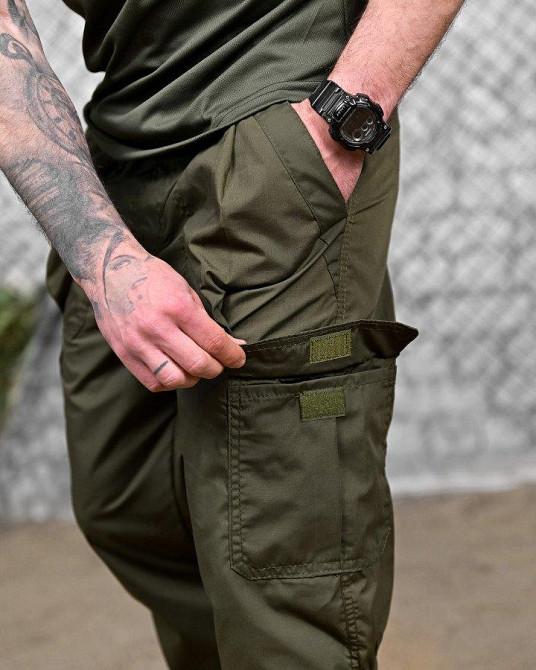 Летние тактические мужские штаны джогеры карго олива Одесса - изображение 10