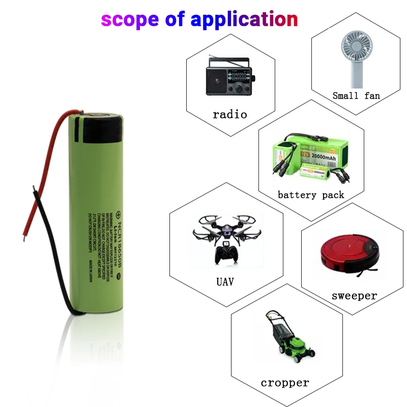 Аккумулятор Li-ion 18650 Panasonic 3400 мАч 3.7В + провод DIY (Зеленый) Винница - изображение 8