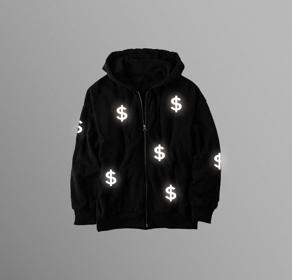 Мужская\ Женская толстовка на молнии со светоотражающим принтом долларов. L Черновцы - изображение 1