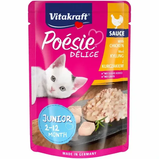 Полнорационный влажный корм для котят Витакрафт Vitakraft Poésie Délice от 2 до 12 месяцев с курицей в соусе, 85 г Винница