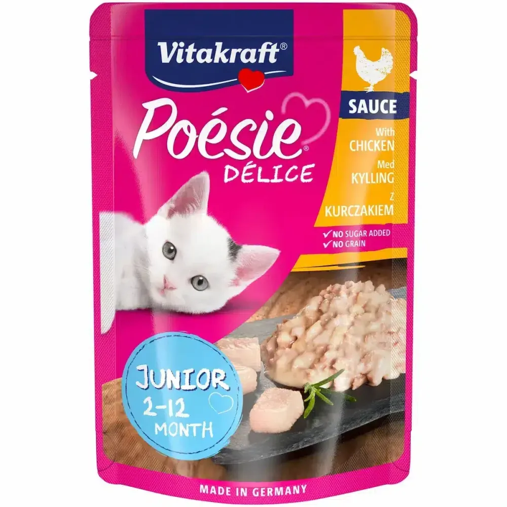 Полнорационный влажный корм для котят Витакрафт Vitakraft Poésie Délice от 2 до 12 месяцев с курицей в соусе, 85 г Винница - изображение 1