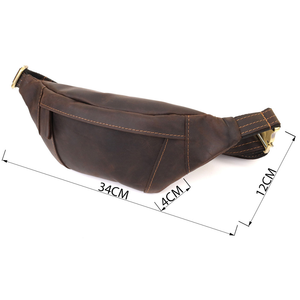 Удобная сумка-бананка для мужчин из натуральной винтажной кожи Shvigel 23121 Коричневый Киев - изображение 8