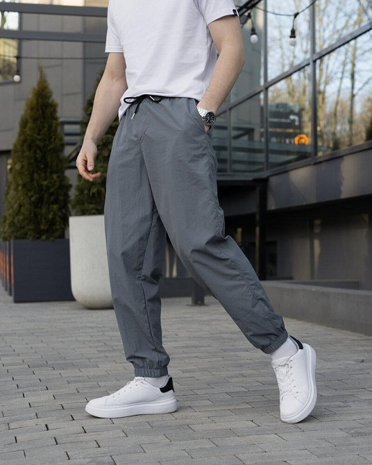 Чоловічі джогери темно-сірі плащівка спорт Pobedov Ground Київ - фото 5