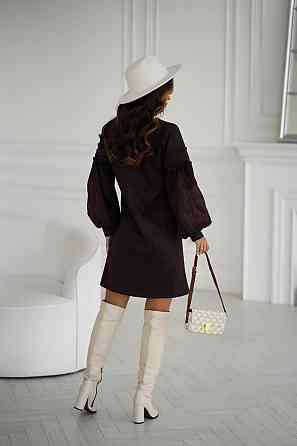 Женское замшевое платье с вышивкой 46 - 48, Шоколад Одеса