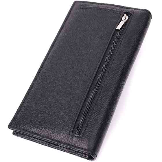 Женский вертикальный кошелек на магнитах из натуральной кожи ST Leather 22538 Черный Киев