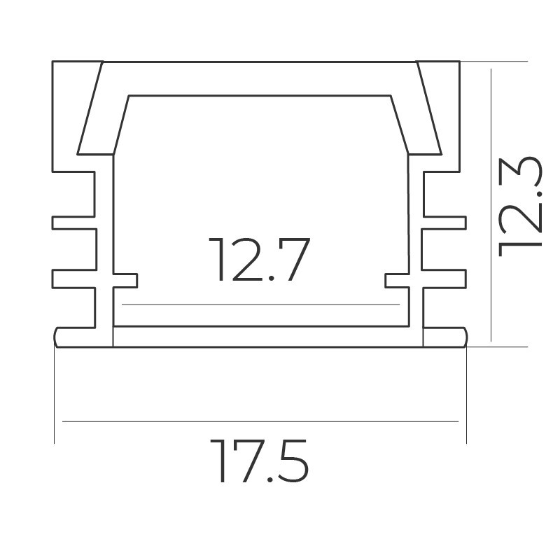 Комплект алюмінієвого профілю та матового розсіювача 2 м 17,5*12,3 мм, накладний Дніпро - фото 2