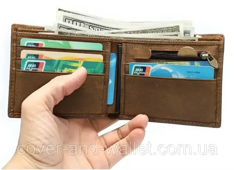 Горизонтальний чоловічий гаманець під шкіру крокодила беж застібки Vintage Київ - фото 9