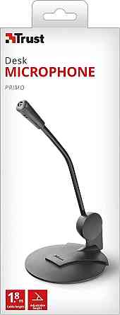 Настольный конденсаторный микрофон Trust Primo 3.5 мм проводной с подставкой 180 см черный Киев