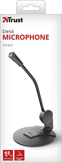 Настольный конденсаторный микрофон Trust Primo 3.5 мм проводной с подставкой 180 см черный Киев - изображение 4