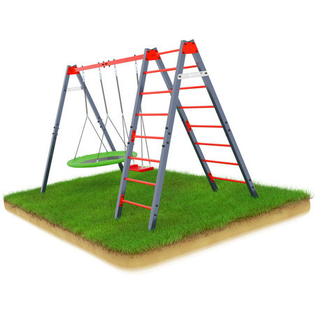 Гойдалка з гніздом лелеки та драбиною K-Sport KSOZ015D - червоно-сіра Київ - фото 3