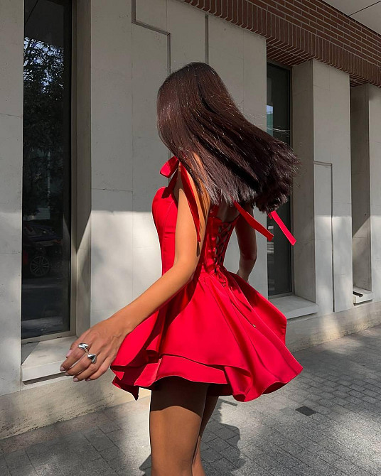 Жіноча романтична корсетна міні сукня королівський атлас Одеса - фото 3