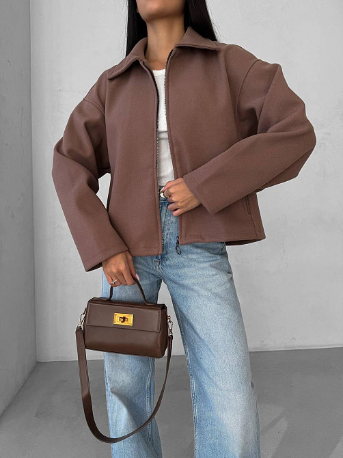 Женский теплый базовый оверсайз жакет на молнии из кашемира Мокко Одесса - изображение 7