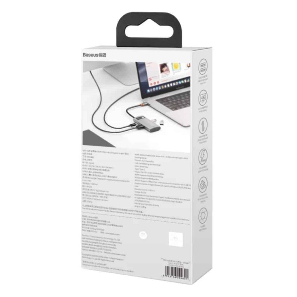 USB-Hub Baseus Metal Gleam Series 4-in-1 Multifunctional (Type-C to HDMI*1+USB3.0*1+USB2.0*1+PD*1) Київ - фото 2