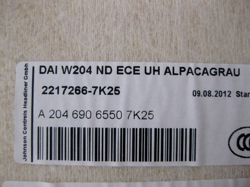 Mercedes-Benz  A2046906550 7K25 Сіра обшивка стелі C-Class W204 Одеса - фото 5