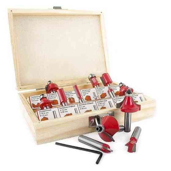 Набор фрез по дереву 12 шт в деревянном футляре Киев