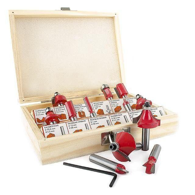Набор фрез по дереву 12 шт в деревянном футляре Киев - изображение 1