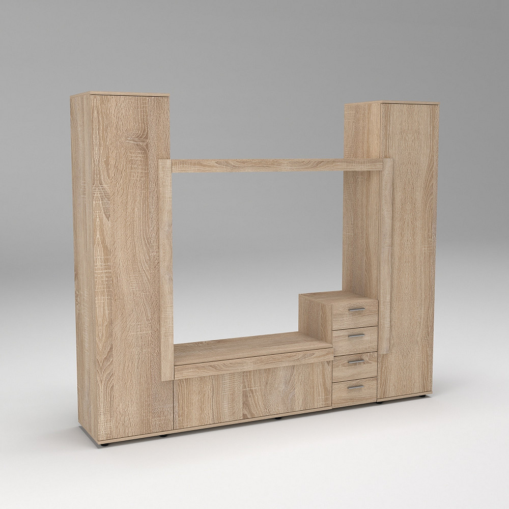 Стенка в гостиную под ТВ Эхо-2, Дуб Сонома, 2160х420х1850 Львов - изображение 3