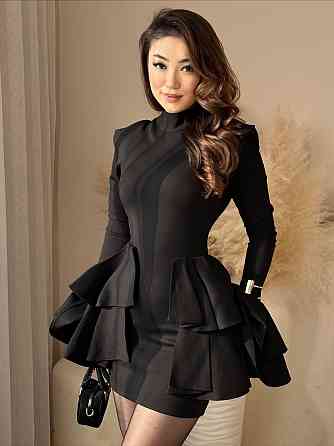 Женское черное мини платье с воланами трикотаж алекс 44/46 Одесса