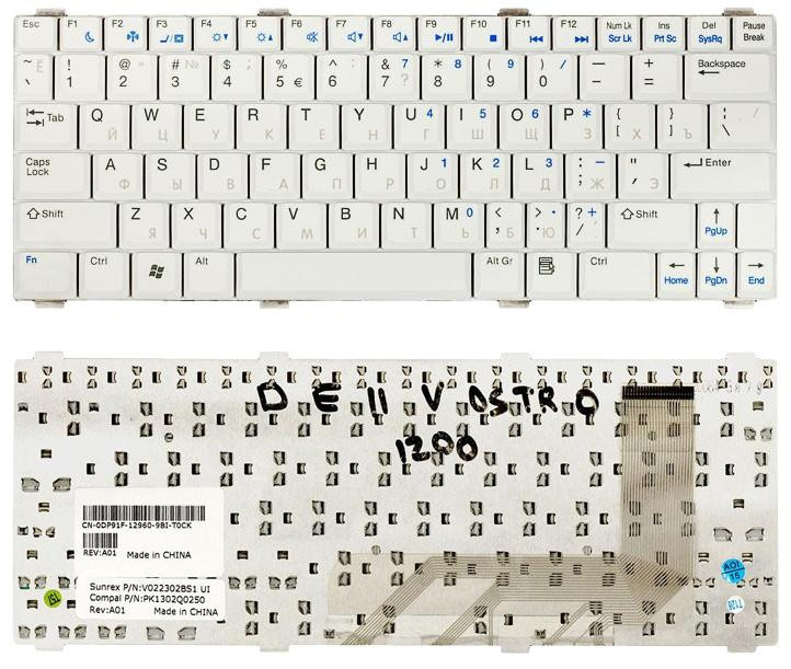 Клавиатура для ноутбука Dell Vostro (1220) White, RU Вінниця - фото 1