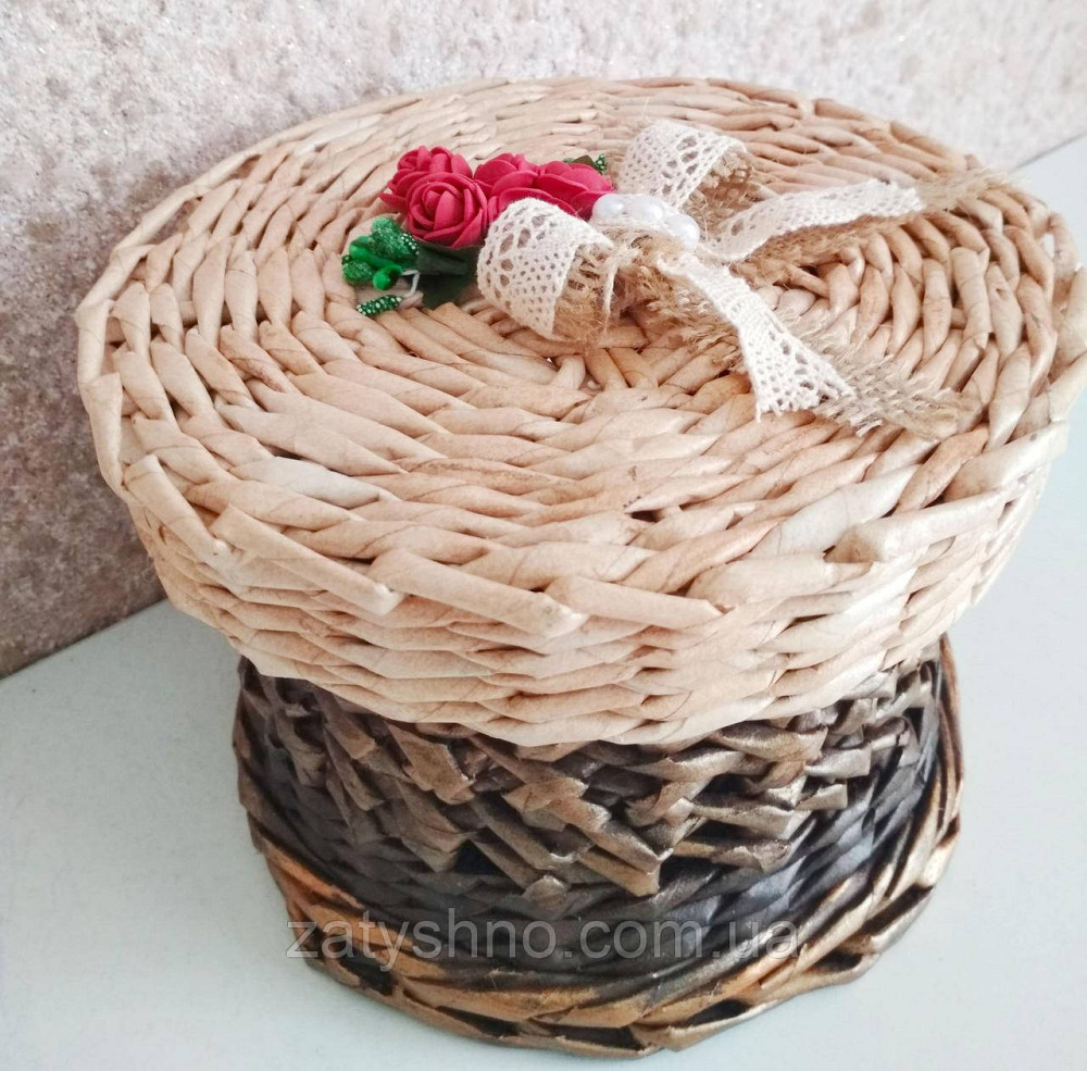 Корзина кругла плетена з кришкою Київ - фото 1