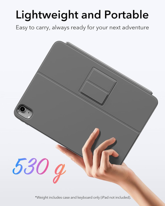 Чохол-клавіатура ESR Flex для iPad Air 11" (M4/M2/M1): магнітна знімна конструкція, великий трекпад, Bluetooth, темно-сірий Київ - фото 8
