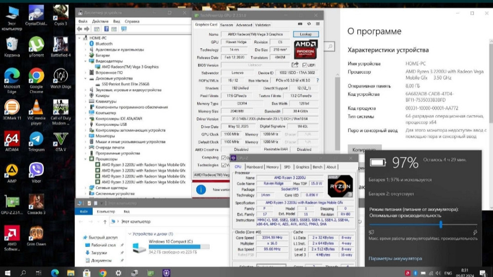 2020. Мощный Ноутбук: Lenovo Ryzen 3/8Gb. DDR4, AMD Vega 2Gb. SSD256Gb. 5ч. Киев - изображение 7