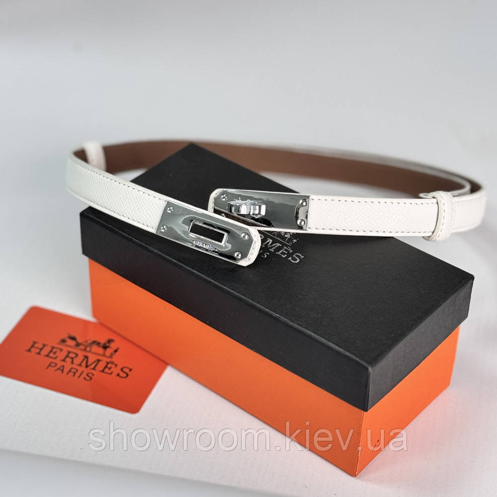 Женский кожаный ремень Hermes Гермес (280-2) белый Киев - изображение 4