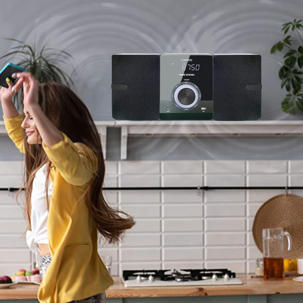 Музыкальный центр Hi-Fi микросистема LONPOO LP-886: CD-плеер, Bluetooth, USB, FM-радио, 30 Вт, DSP, Пульт ДУ, Black Киев - изображение 4