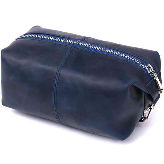 Добротная кожаная косметичка Shvigel 16401 Синий Киев